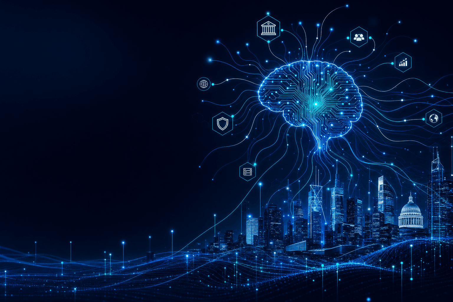 Cerebro digital de Nervaz conectando empresas, bancos y gobiernos