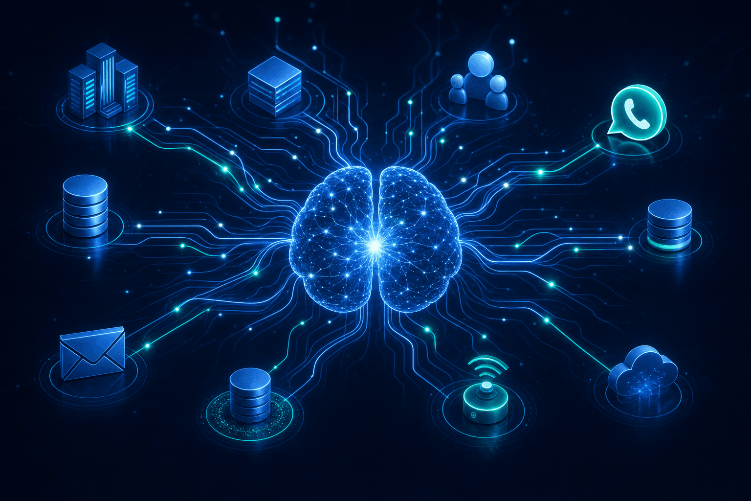 Nervaz conecta ERP, CRM, WhatsApp, sensores IoT, correo y bases de datos en un solo cerebro digital